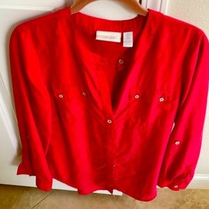 Chico silky top.  Nice to wear alone or over tank or sleeveless dress